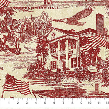 Fabric Northcott Stonehenge America 250 Toile Red 28372-24
