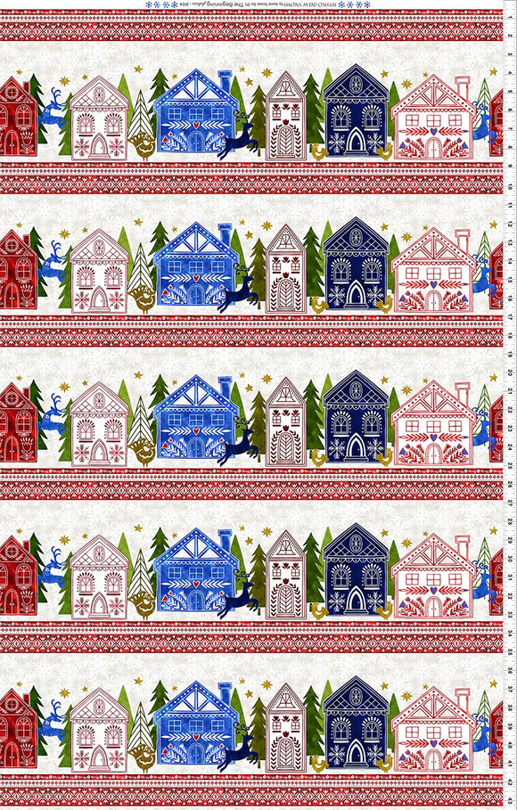 Fabric In The Beginning New Snow Border Stripe 2NS-1