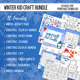 Printable Winter Kid Craft Bundle - INSTANT DOWNLOAD