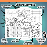 Printable Halloween Activity Placemats - INSTANT DOWNLOAD