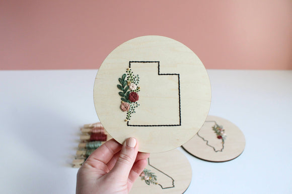 Kit Floral US State TEXAS DIY Hand Embroidery