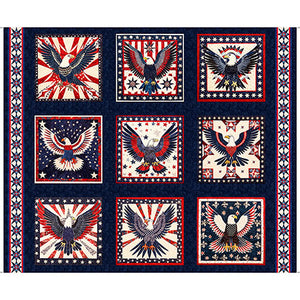 Fabric QT American Tapestry Eagle Blocks Panel 30866-N