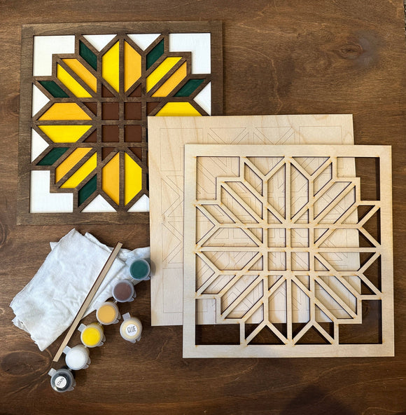Kit - DIY Barn Quilt Pattern - Sunflower Painting Craft Kit