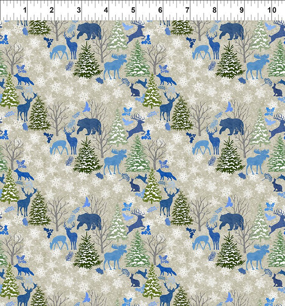 Fabric In The Beginning Natures Winter Blue Forest Animals 3NW-2