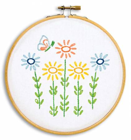 Kit Hand Embroidery - 6in Hoop Kit Field of Flowers 4096-928