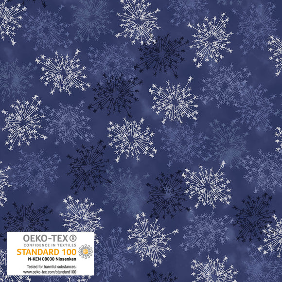 Fabric Stof We Love Christmas Blue Silver Sparkler Metallic 4591-602