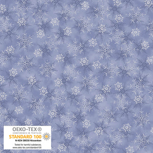 Fabric Stof We Love Christmas Light Blue Silver Snowflake Metallic 4591-614