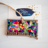 Gifts Handcrafted "Stained Glass" State Holiday Ornament - South Dakota