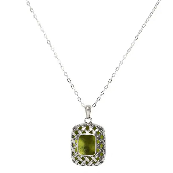 Gifts - Bottled Up Designs - Vintage Quilted Square Necklace - Olive QSON