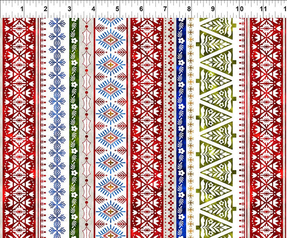 Fabric In The Beginning New Snow Christmas Stripe 4NS-1