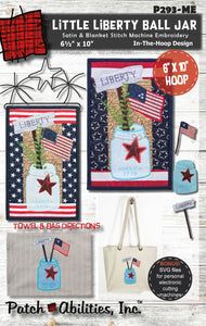 Pattern Patch-Abilities - Little Liberty Ball Jar Machine Embroidery P293-ME - DIGITAL DOWNLOAD