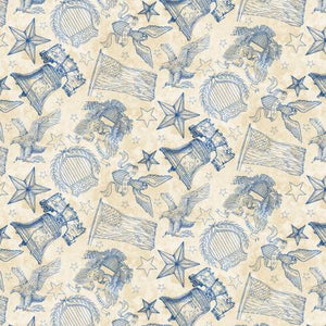 Fabric Wilmington Colors of Courage Toile Blue 50007-124