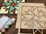 Kit - DIY Barn Quilt Pattern Mosaic Star Block Painting Craft Kit