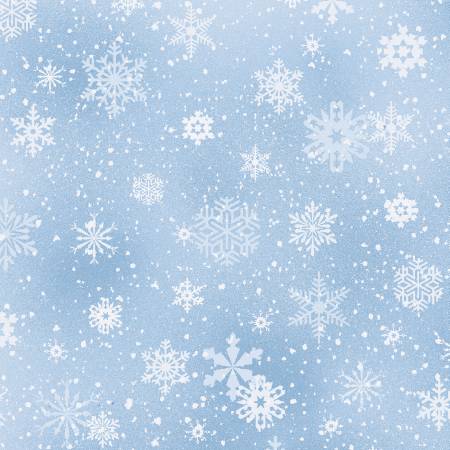 Fabric - Elizabeth's Studio - Landscape Medley Snowflakes - 532E-FROST