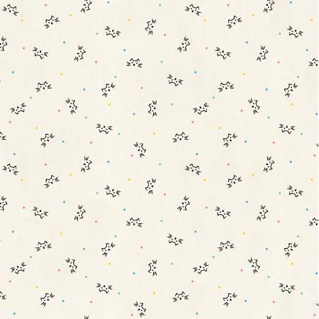 Fabric - Windham Cat Faces with Multcolored Dots - 54274-29
