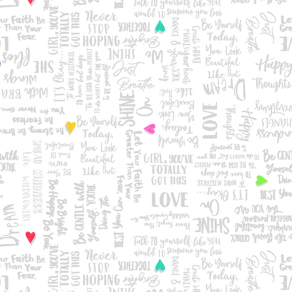 Fabric Windham Shine On Self Love Light Gray 54843D-4