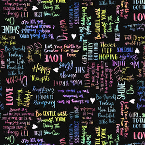 Fabric Windham Shine On Self Love Black 54843D-5