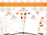 Printable Fall Boredom Buster Pack - INSTANT DOWNLOAD