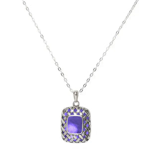 Gifts - Bottled Up Designs - Vintage Quilted Square Necklace - Amethyst QSAN