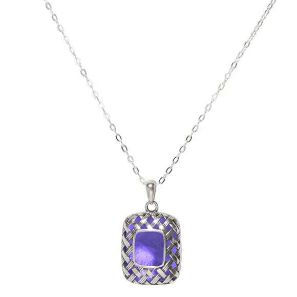 Gifts - Bottled Up Designs - Vintage Quilted Square Necklace - Amethyst QSAN