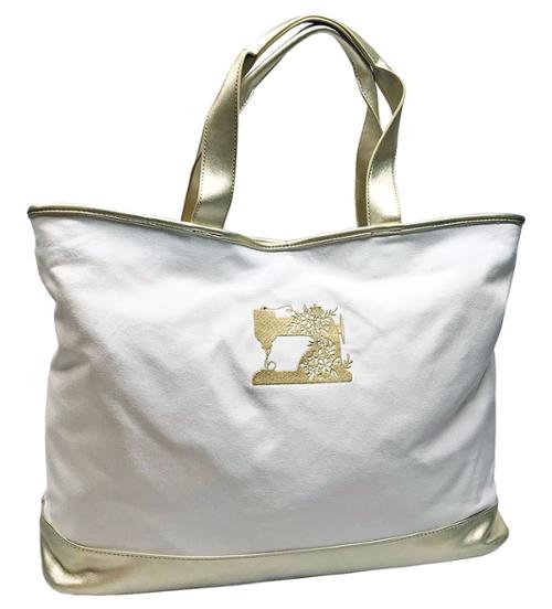 Gifts - Tote Bag Gold Metallic Sewing Machine - Cream - M732VL