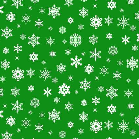 Fabric - Elizabeth's Studio - Santa's List - Snowflakes - 676E-GREEN