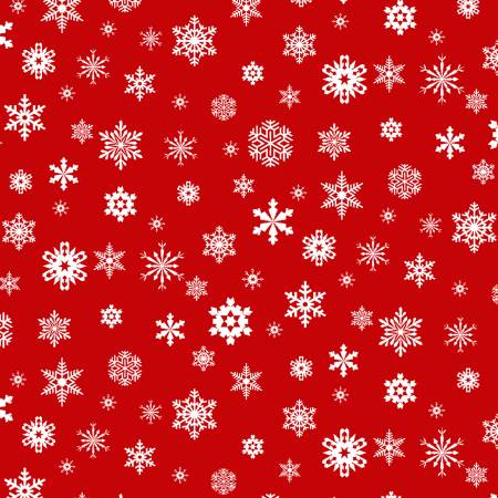 Fabric - Elizabeth's Studio - Santa's List - Snowflakes - 676E-RED