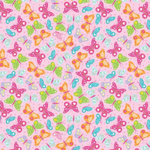 Fabric Henry Glass Chasing Rainbows Butterflies Pink 697-22