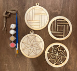Kit DIY Barn Quilt Ornament Painting Set - Makes 2 Round
