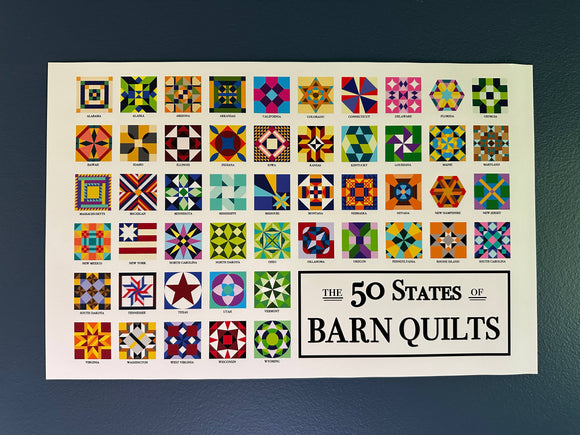 Gifts - Poster 50 States of Barn Quilts 11x17 inches
