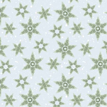 Fabric Henry Glass Holiday Spirit Lt. Blue Tree Snowflake 719-61