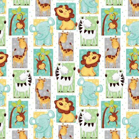 Fabric Sweet Safari Multi Animal Patchwork 7237S-14