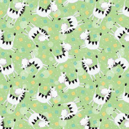 Fabric Studio E Sweet Safari Green Tossed Zebras 7239S-66