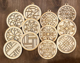 Kit DIY Barn Quilt Ornament Painting Set - Makes 2 Round
