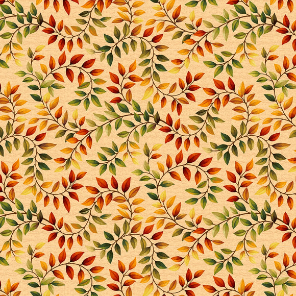 Fabric - Studio E Autumn Fields Vine Leaves Light Pumpkin - 8371-35