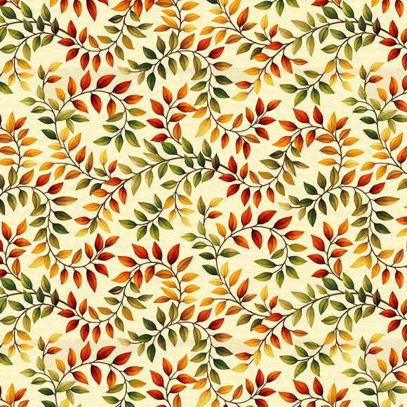 Fabric - Studio E Autumn Fields Vine Leaves Cream - 8371-44