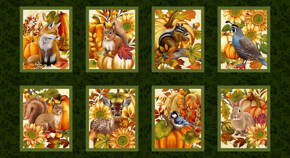 Fabric - Studio E Autumn Fields Block Panel - 8375-66