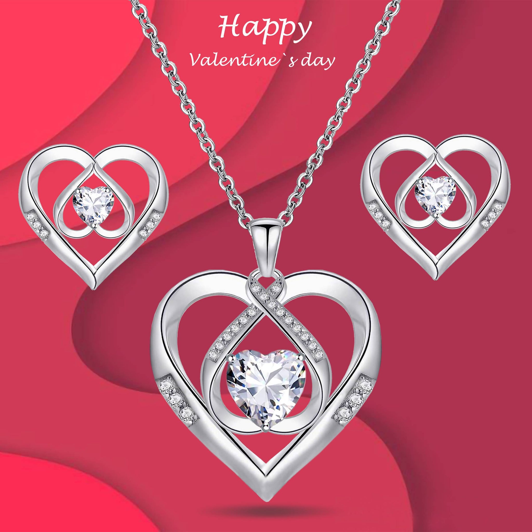 Gifts 925 Silver CZ Triple Heart Jewelry Set – The Little Shop of 