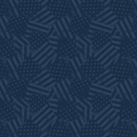 Fabric - Wilmington - Hearts' Anthem - Flag Texture Blue - 84480-444