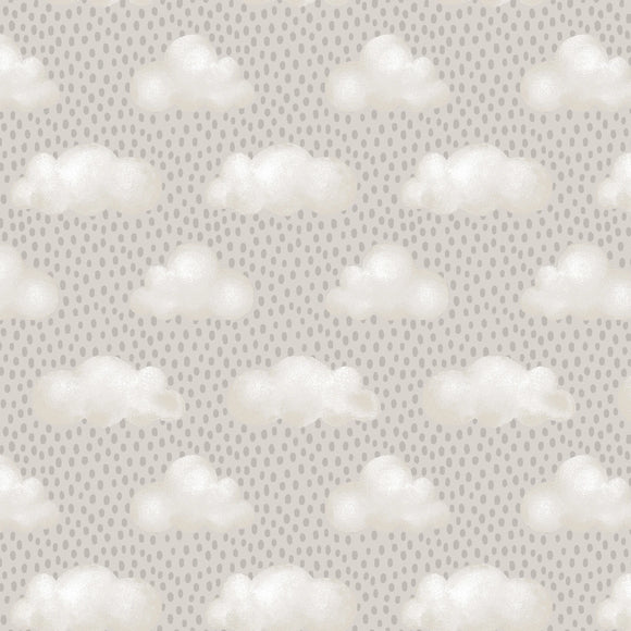 Fabric Studio E Sleepy Teddy - Raindrops 8522S-90
