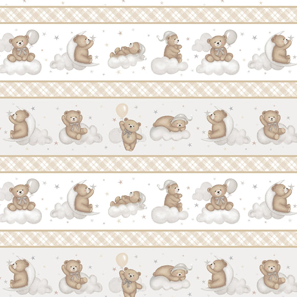 Fabric Studio E Sleepy Teddy - Border Stripe 8525S-34