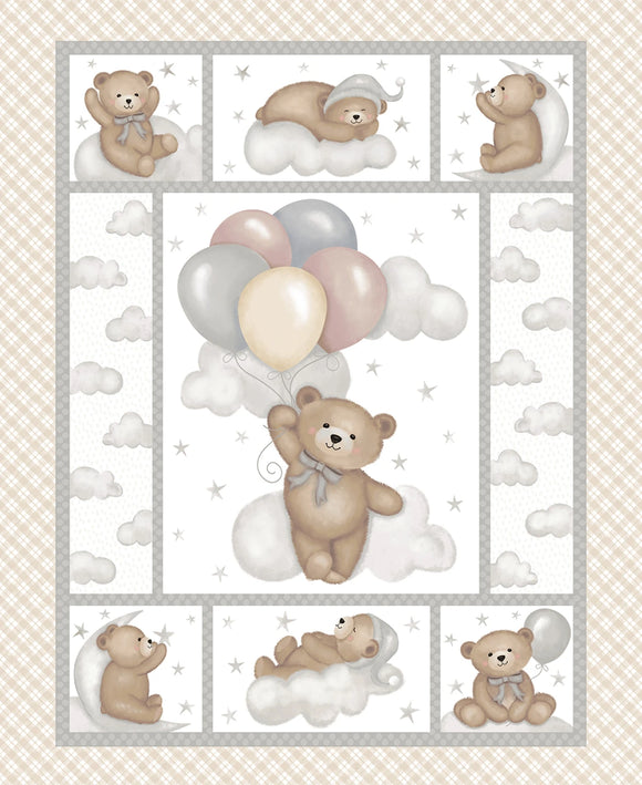 Fabric Studio E Sleepy Teddy - Panel 8526PS-34