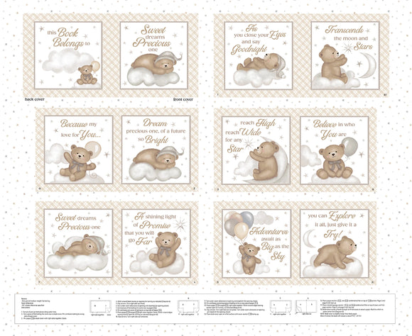 Fabric Studio E Sleepy Teddy - Soft Book Panel 8527PS-03