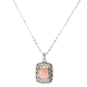 Gifts - Bottled Up Designs - Vintage Quilted Square Necklace - Pink QSPN