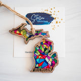 Gifts Handcrafted "Stained Glass" State Holiday Ornament - Michigan