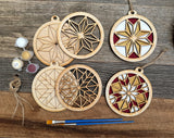 Kit DIY Barn Quilt Ornament Painting Set - Makes 2 Round