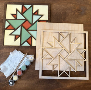 Kit - DIY Barn Quilt Pattern Mosaic Star Block Painting Craft Kit