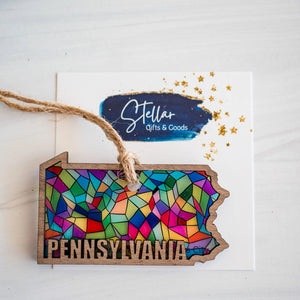 Gifts Handcrafted "Stained Glass" State Holiday Ornament - Pennsylvania