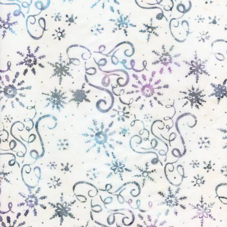 Fabric - Batik - Timeless Treasures - Frost Snowflakes & Ribbons B2797-SNOW