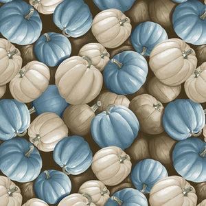 Fabric Blank Quilting Autumn Vibes Pumpkins Blue BQ4072-14